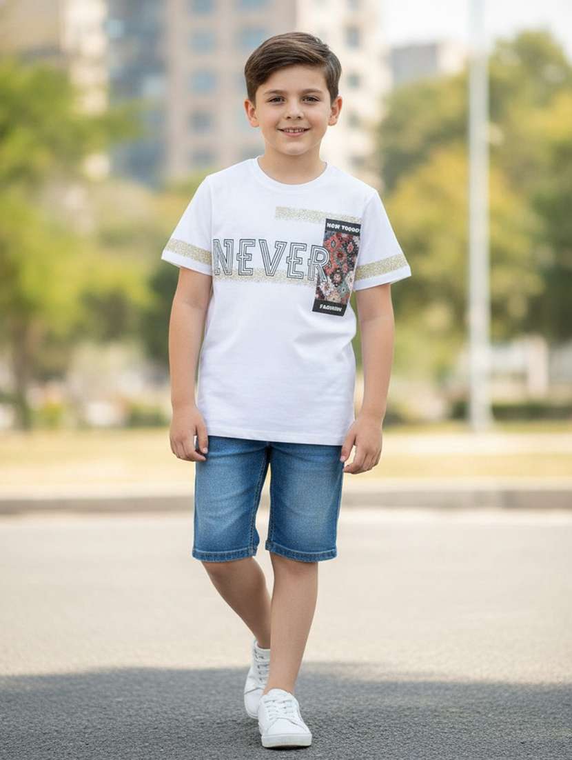 boys printed short sleeves regular fit t-shirt