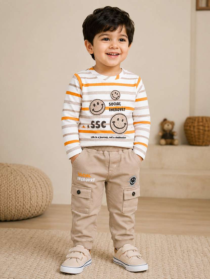 boys printed long sleeves full length set