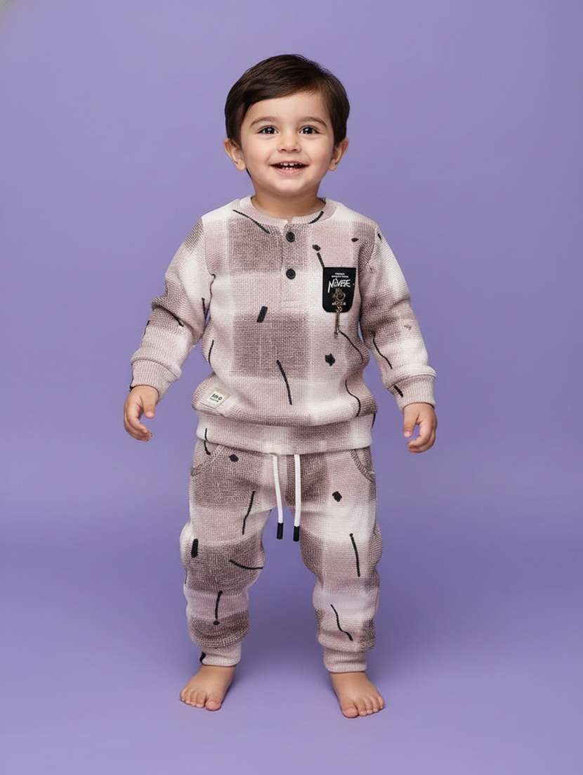 boys printed long sleeves full length set