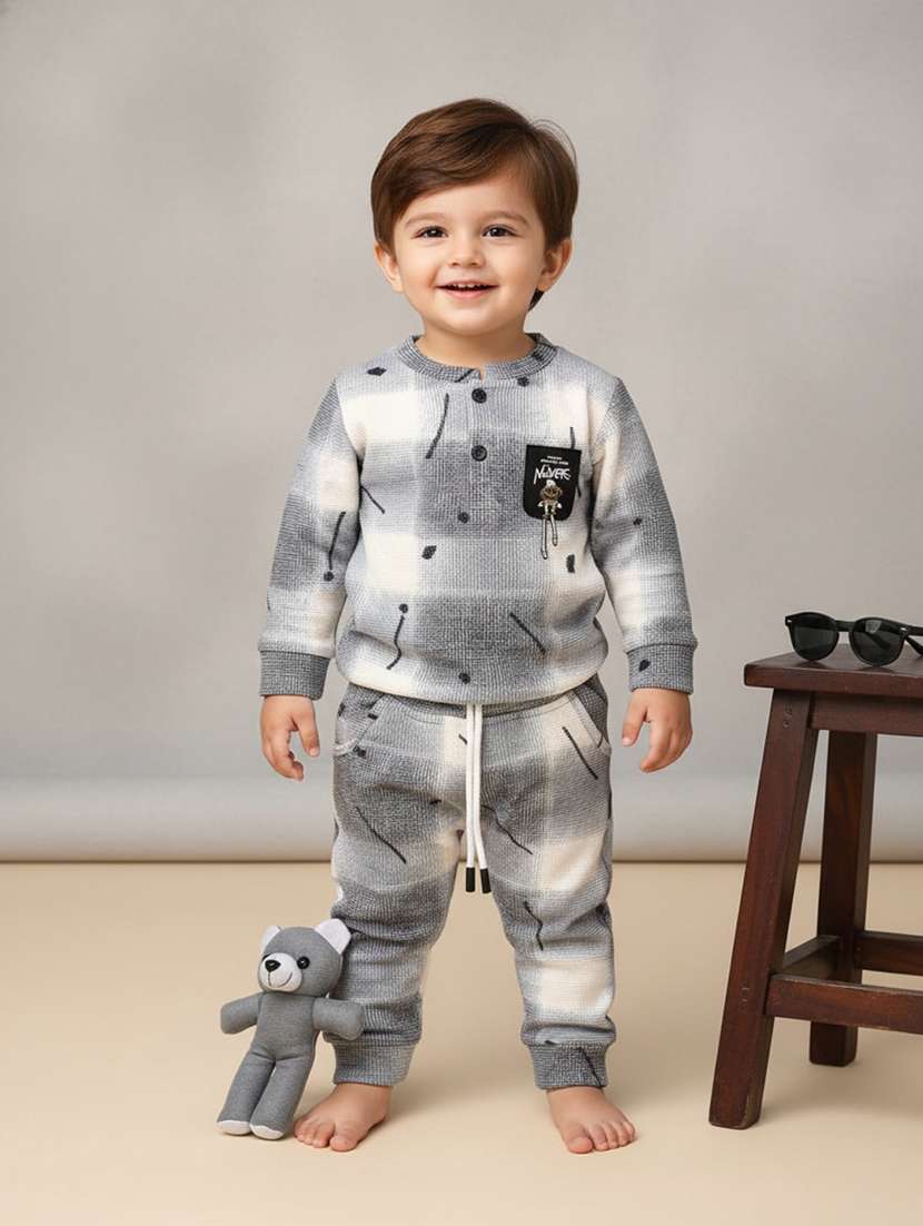 boys printed long sleeves full length set