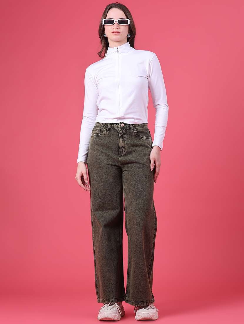 Women Washed High Rise Straight Jeans - 22490774 -  Standard Image - 5