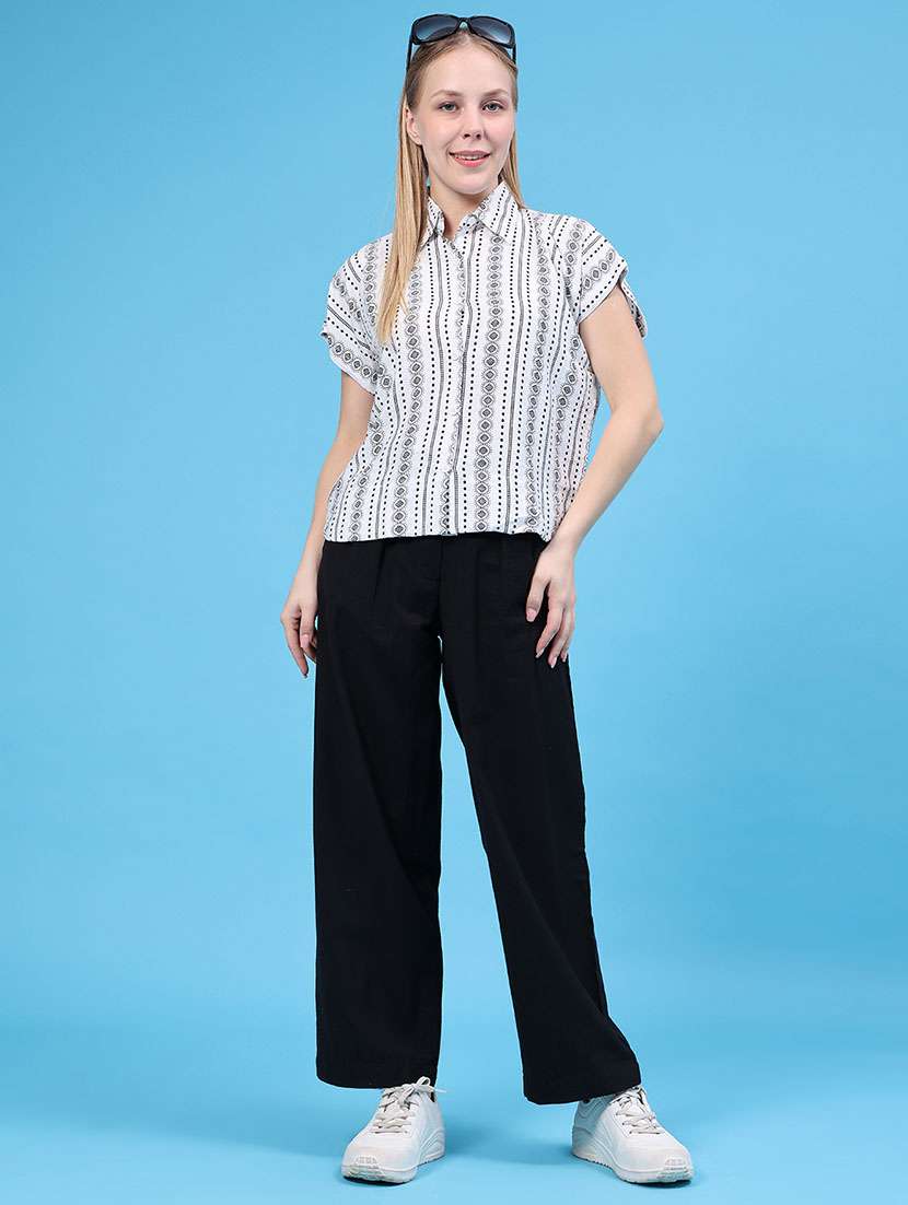 Women Solid Mid Rise Straight Pleated Trouser - 22490834 -  Standard Image - 5