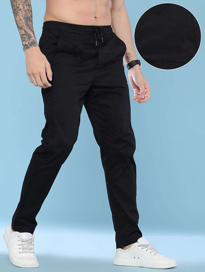 men solid mid rise flat front casual trouser - 22490866 -  Standard Image - 3