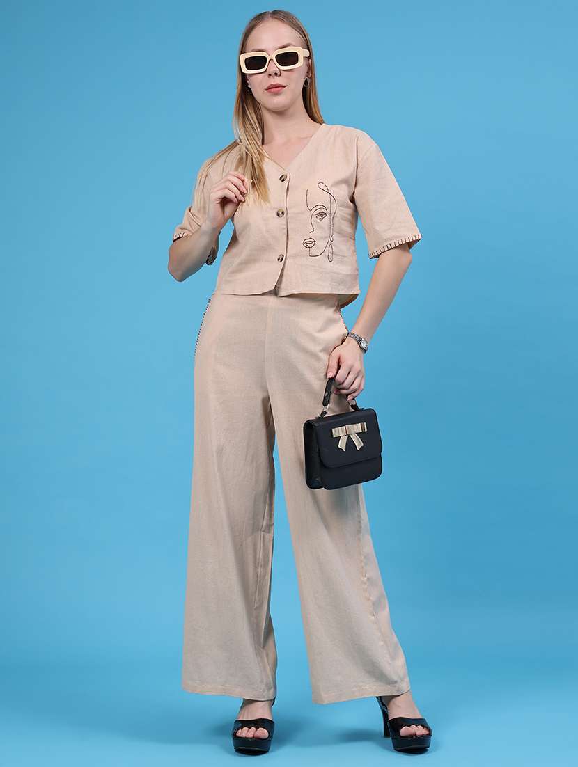 Women Solid High Rise Wide Leg Trouser - 22490894 -  Standard Image - 5