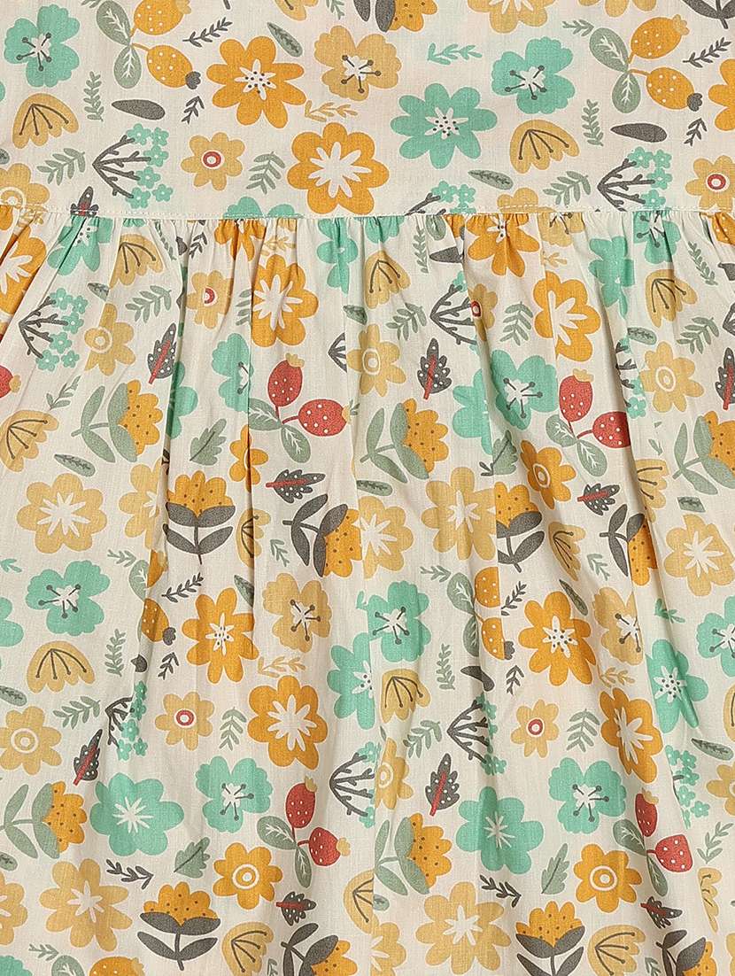 girls printed round neck fit and flare dress - 22490935 -  Standard Image - 3