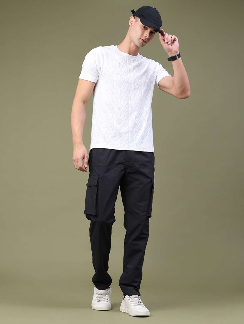 men solid mid rise regular fit cargo  - 22490956 -  Standard Image - 5