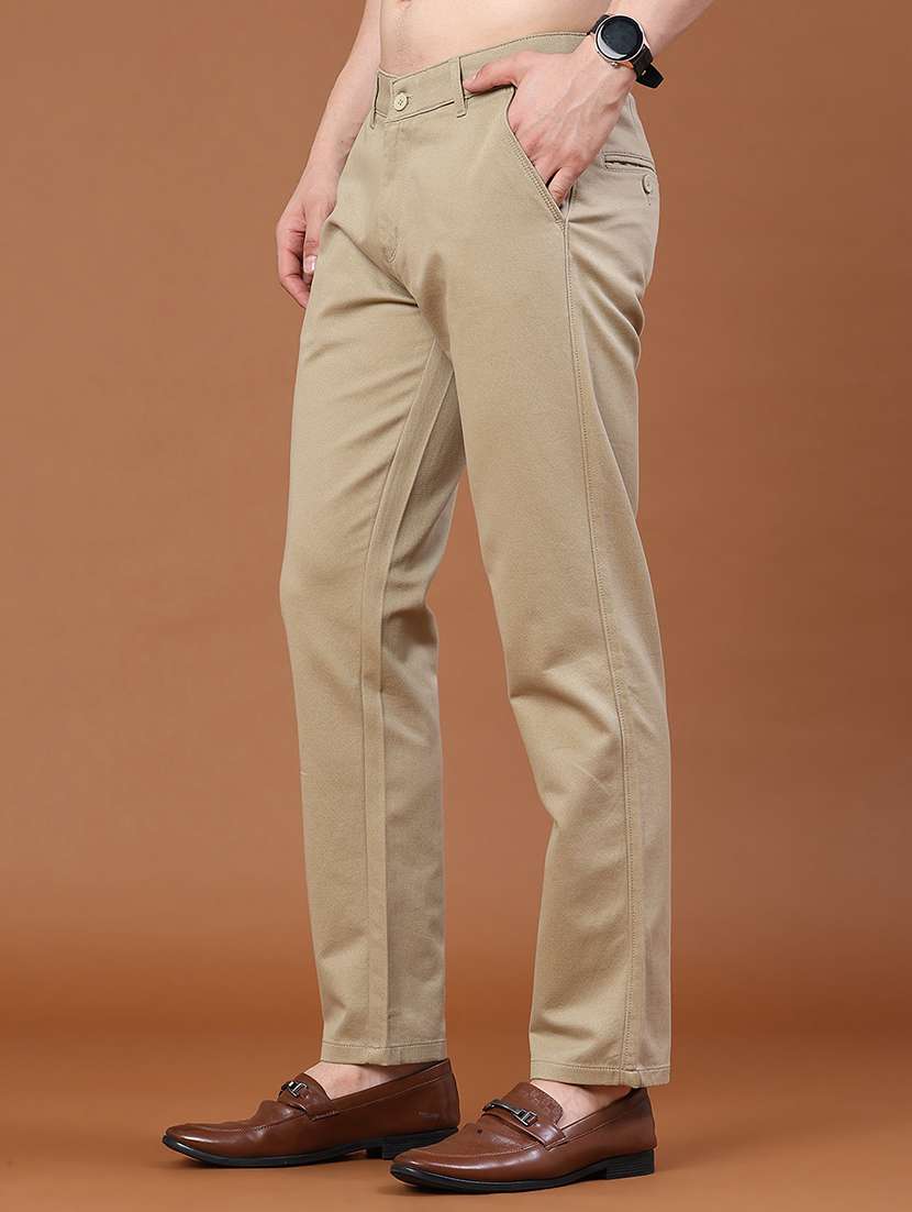 Men Solid Mid Rise Slim Fit Chinos - 22491002 -  Standard Image - 3