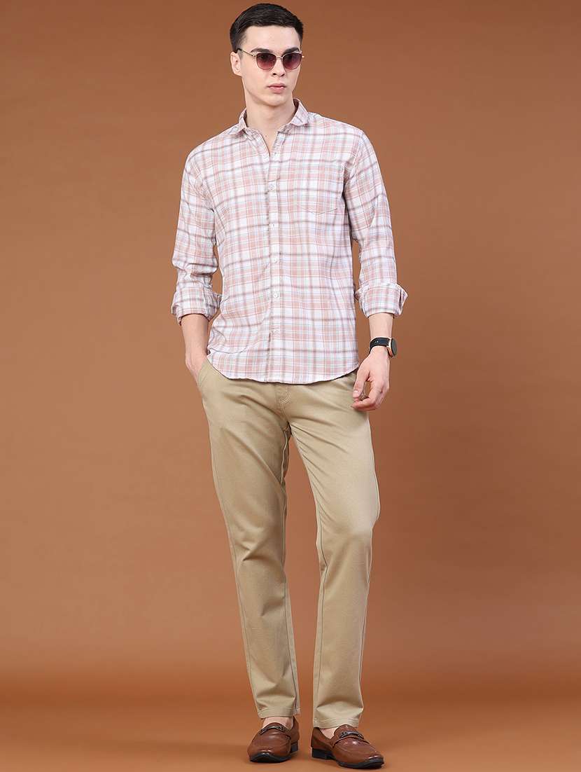 Men Solid Mid Rise Slim Fit Chinos - 22491002 -  Standard Image - 5