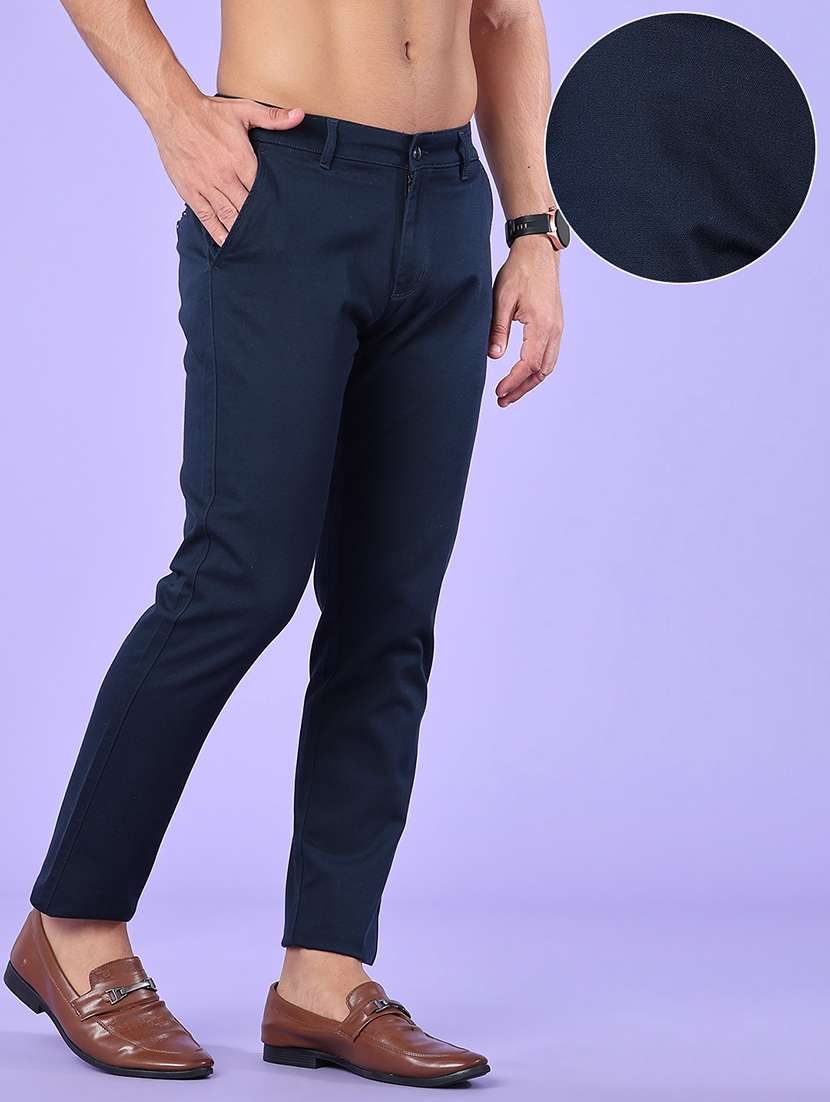 Men Solid Mid Rise Chinos Casual Trouser - 22491006 -  Standard Image - 3