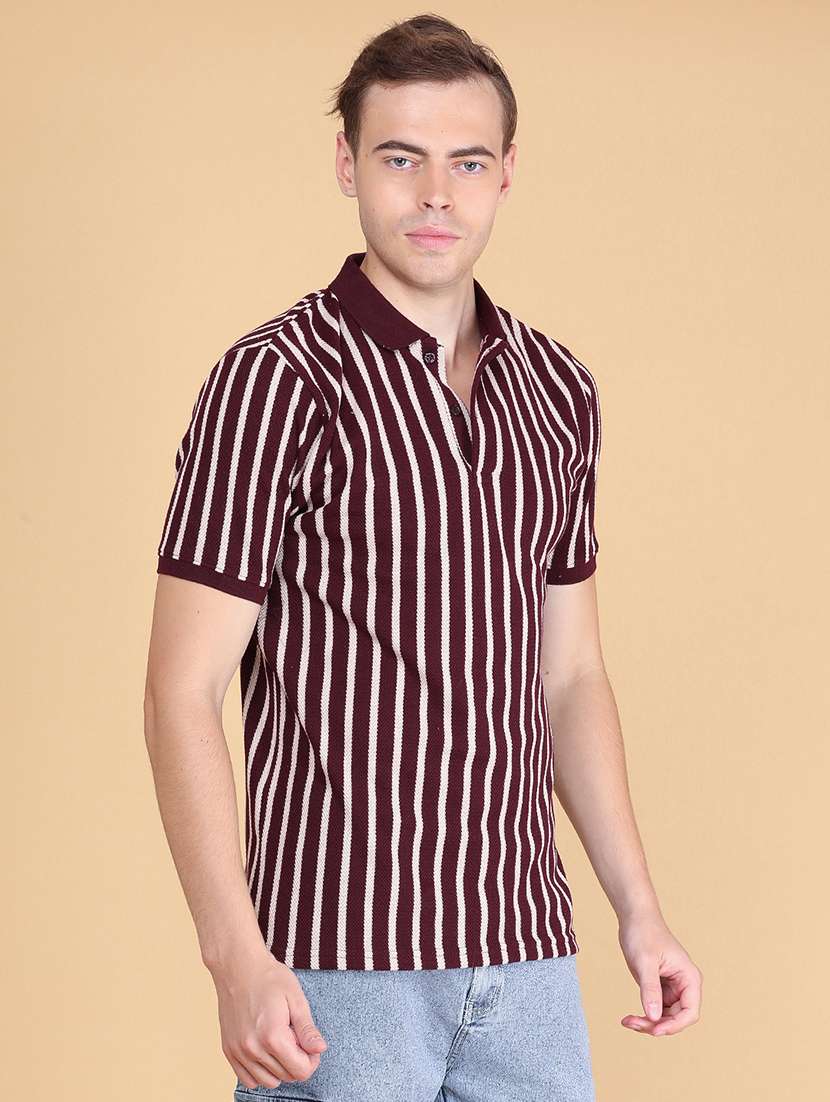 Men Striped Short Sleeve Regular Fit Polo T-shirt - 22491015 -  Standard Image - 3