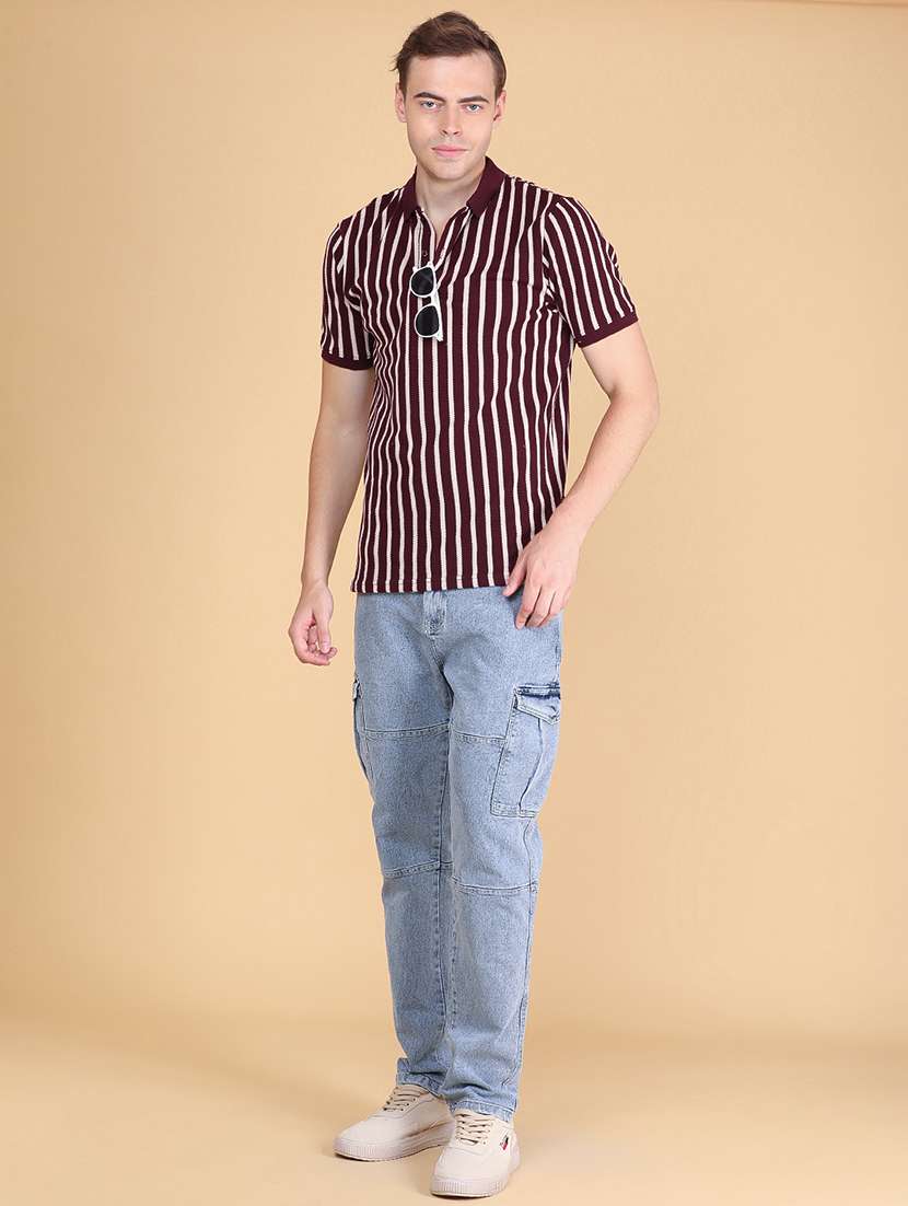 Men Striped Short Sleeve Regular Fit Polo T-shirt - 22491015 -  Standard Image - 5