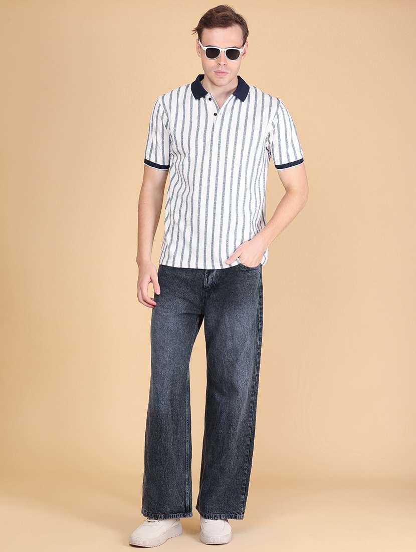 Men Striped Short Sleeve Regular Fit Polo T-shirt - 22491019 -  Standard Image - 5