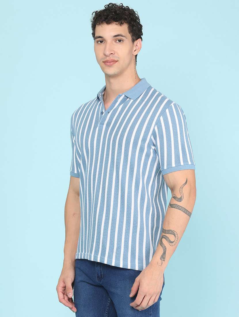 Men Striped Short Sleeve Regular Fit Polo T-shirt - 22491028 -  Standard Image - 3
