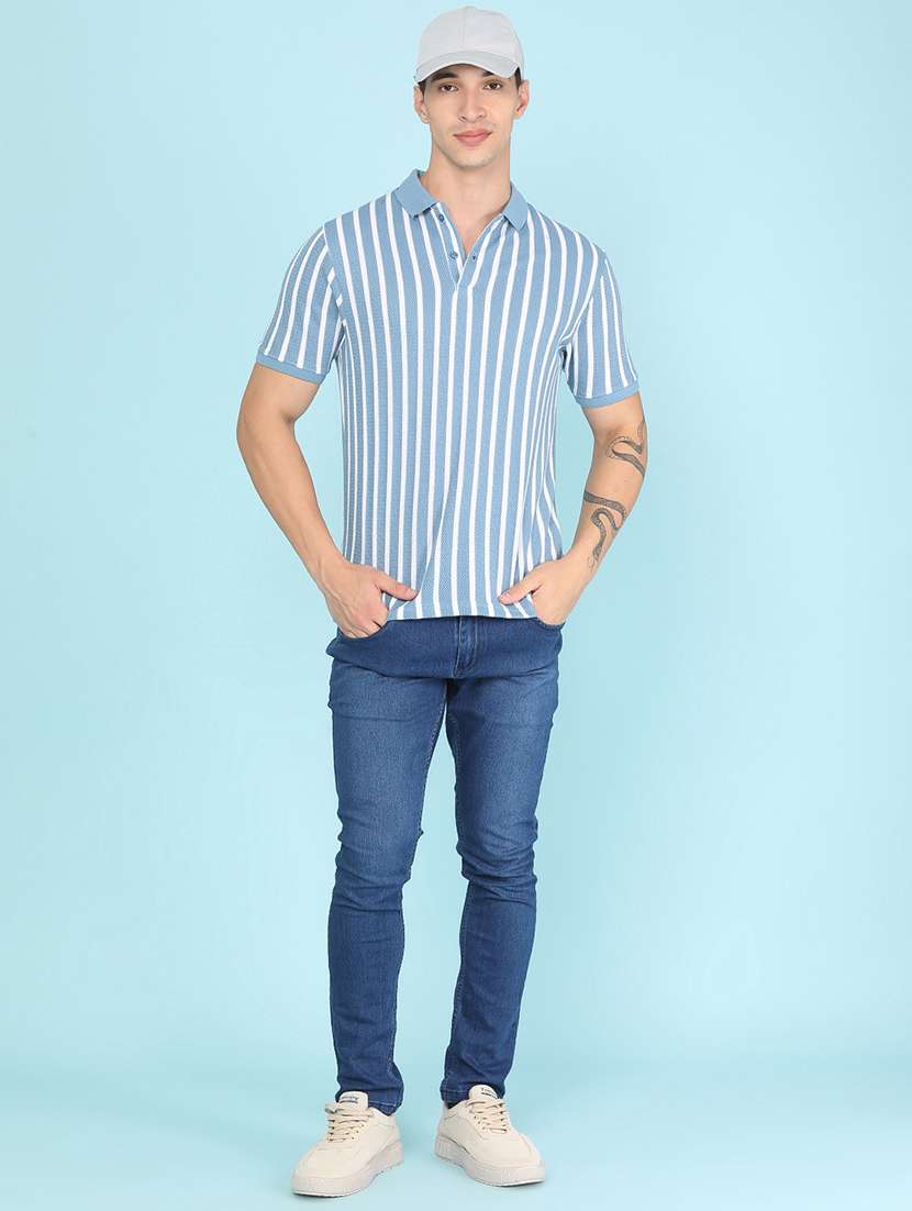 Men Striped Short Sleeve Regular Fit Polo T-shirt - 22491028 -  Standard Image - 5