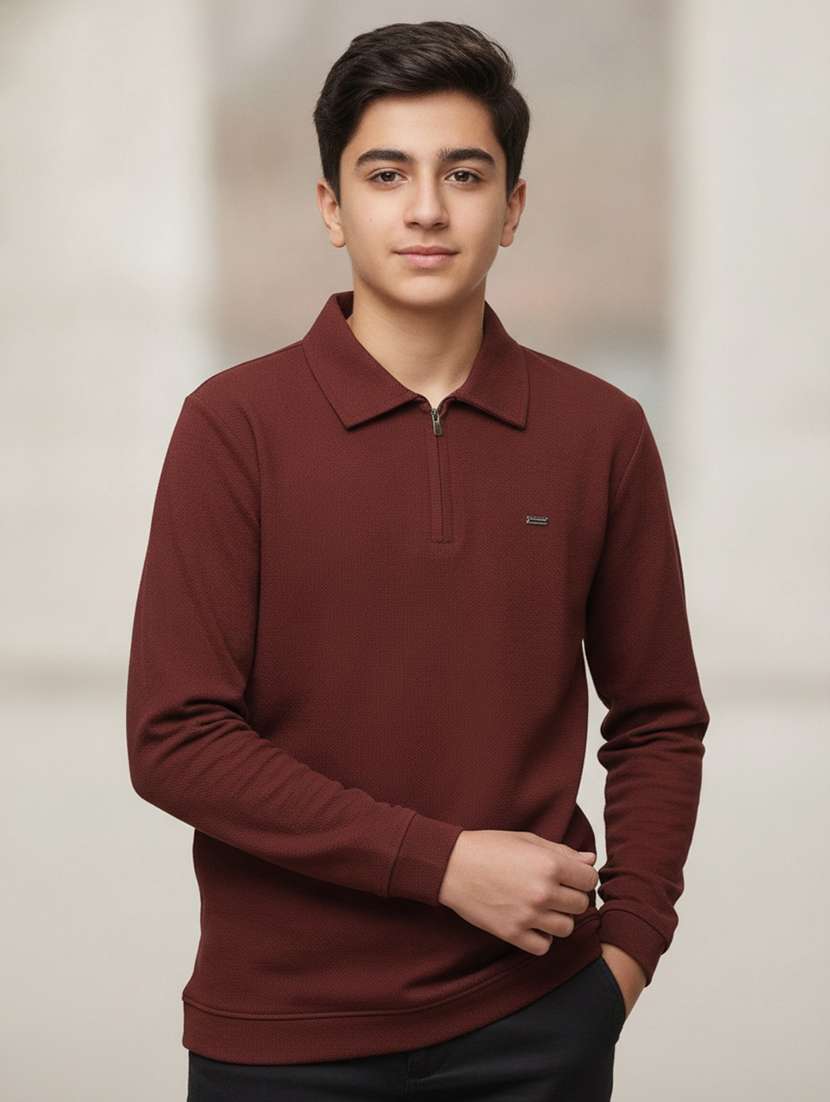 boys self design long sleeves regular fit sweatshirt