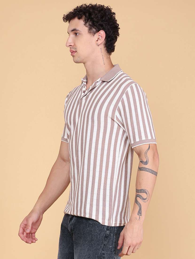 men striped short sleeve regular fit polo t-shirt - 22491174 -  Standard Image - 3