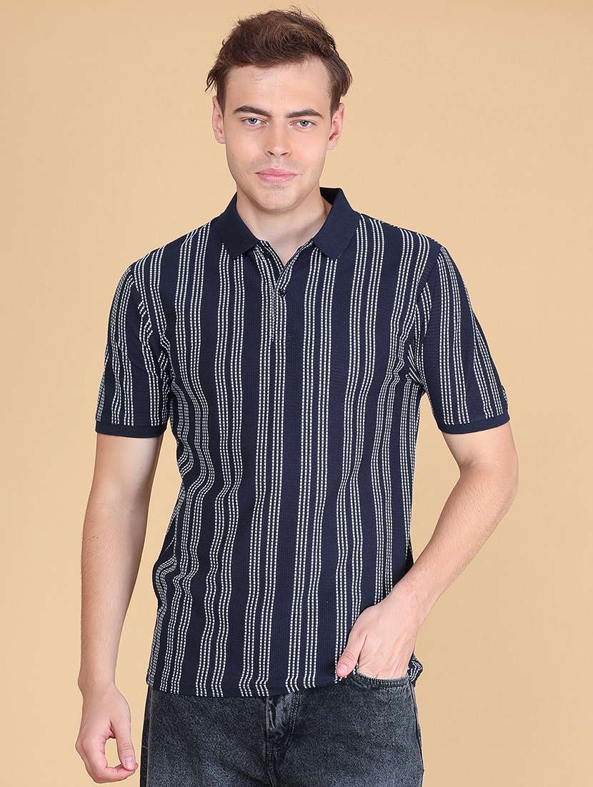 Men Striped Short Sleeve Regular Fit Polo T-shirt - 22491177 -  Standard Image - 3
