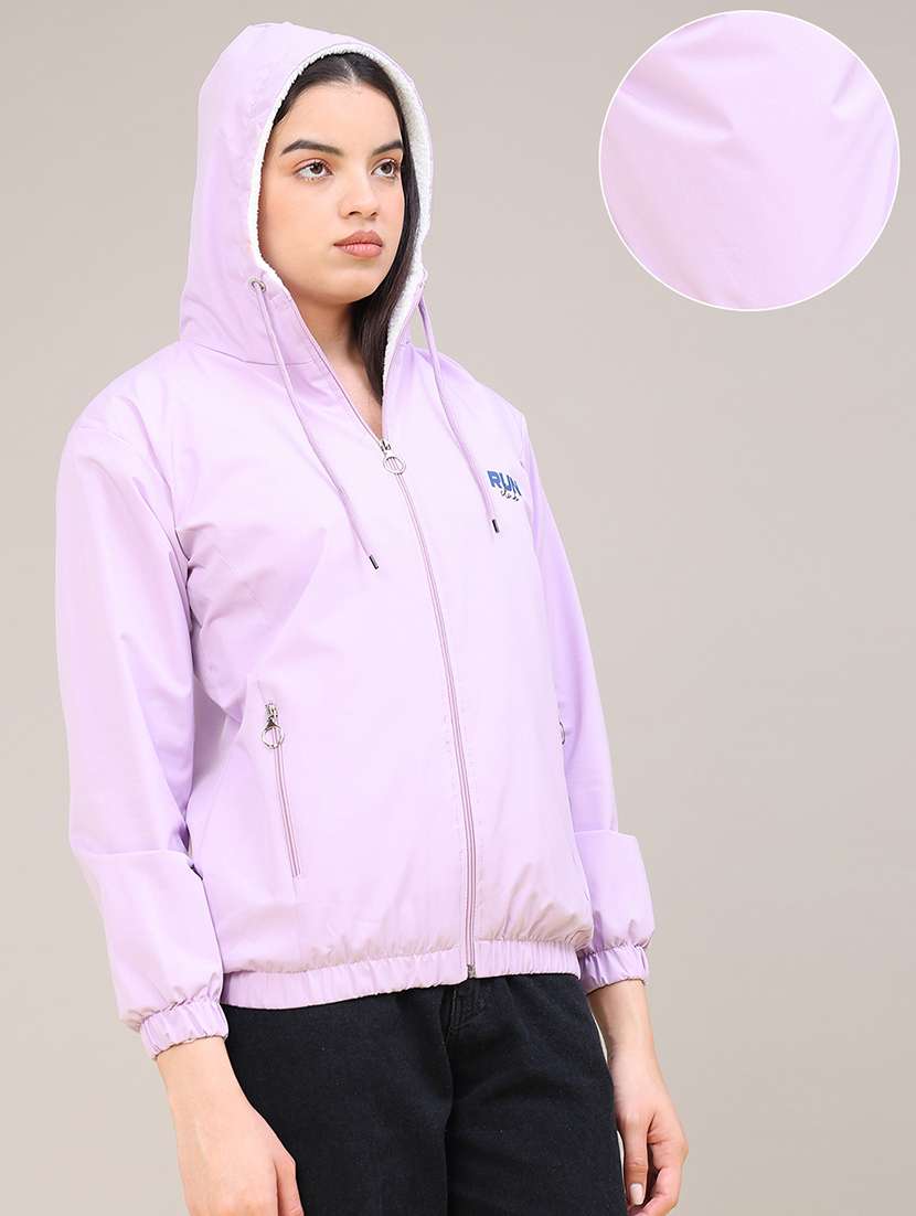 Women Solid Long Sleeves Regular Hooded Jacket - 22491184 -  Standard Image - 3
