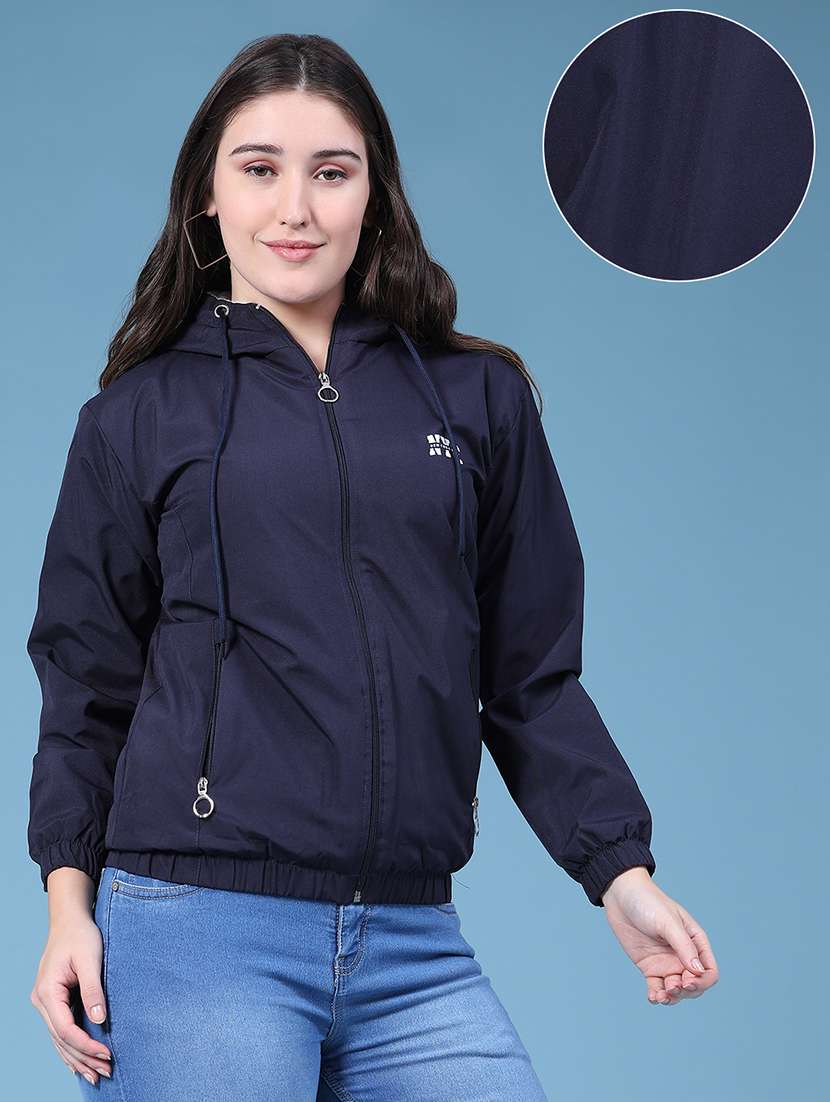 Women Solid Long Sleeves Regular Hooded Jacket - 22491186 -  Standard Image - 3