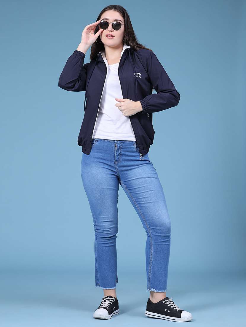 Women Solid Long Sleeves Regular Hooded Jacket - 22491186 -  Standard Image - 5