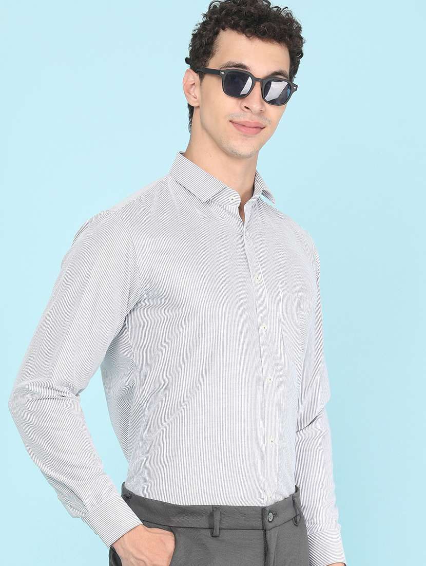 men striped long sleeves slim fit shirt