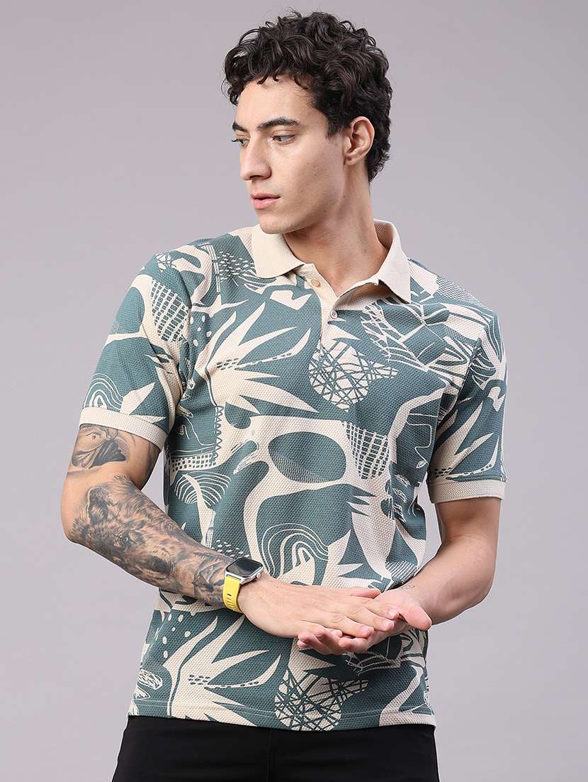 men printed short sleeve regular fit polo t-shirt - 22491219 -  Standard Image - 3