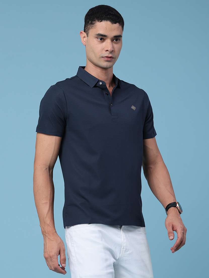 men textured short sleeve slim fit polo t-shirt - 22491325 -  Standard Image - 3