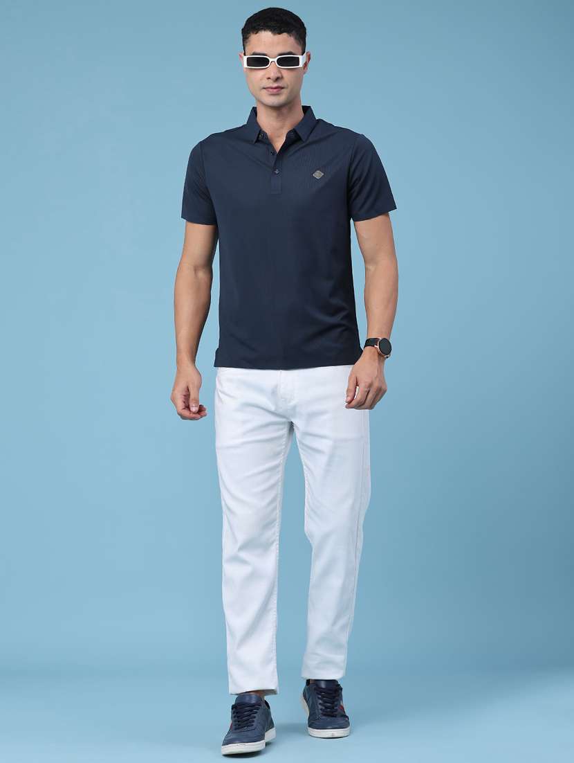 men textured short sleeve slim fit polo t-shirt - 22491325 -  Standard Image - 5