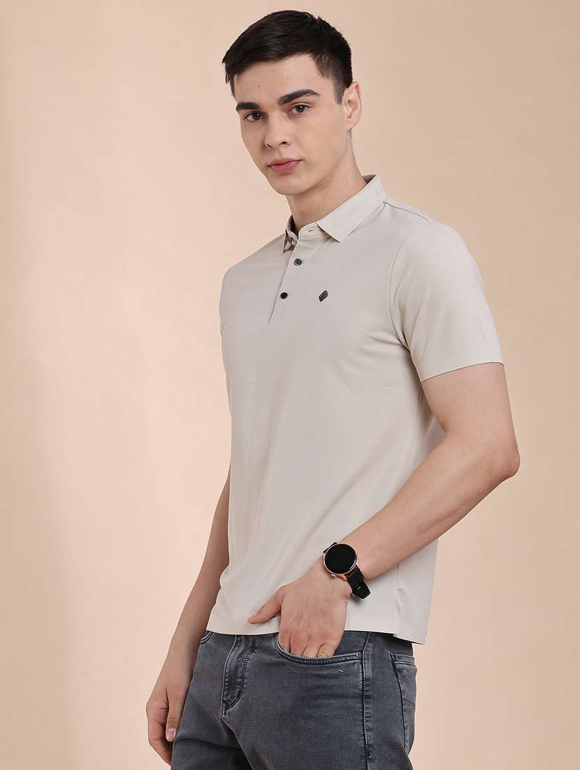 men textured short sleeve slim fit polo t-shirt - 22491330 -  Standard Image - 3