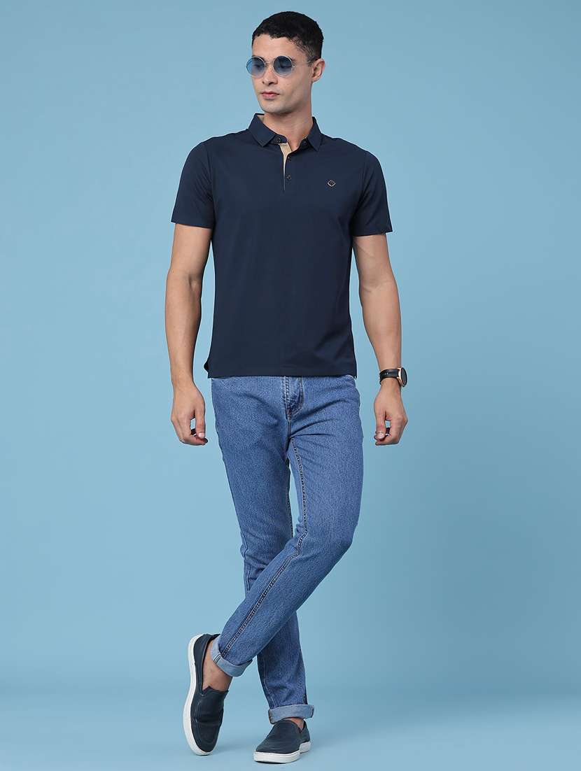 men textured short sleeve slim fit polo t-shirt - 22491333 -  Standard Image - 5
