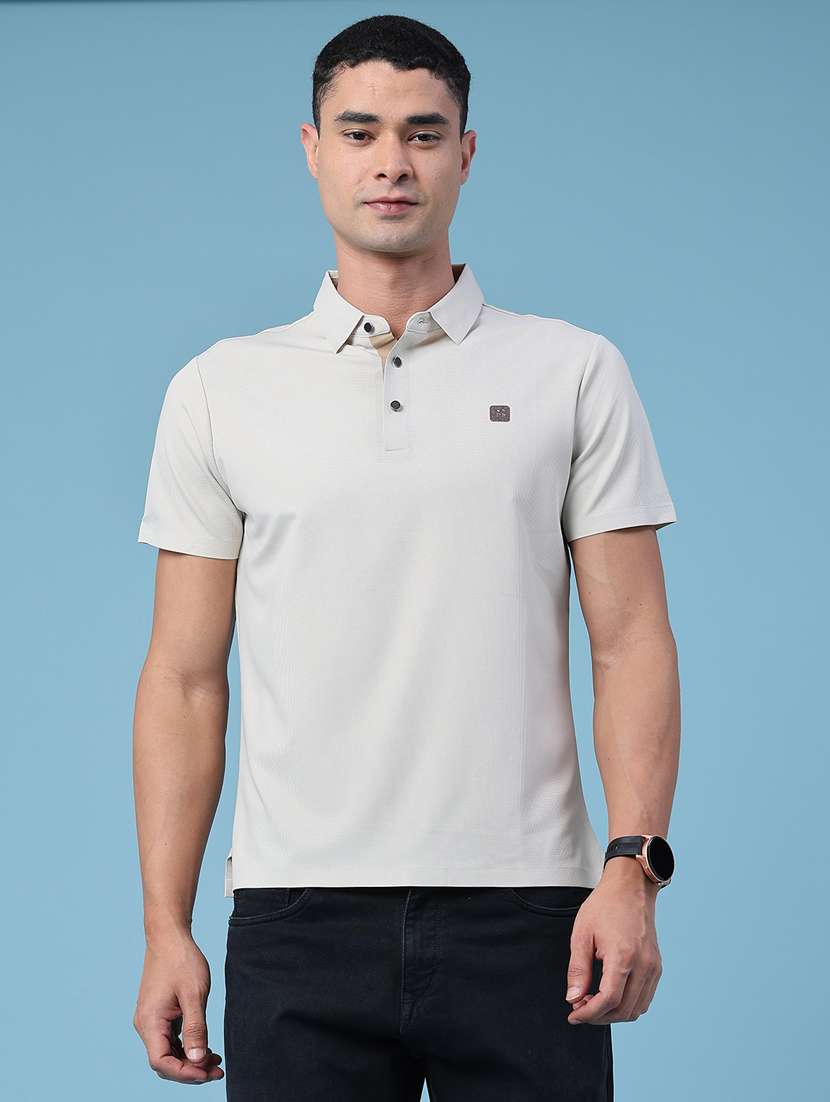 men textured short sleeve slim fit polo t-shirt