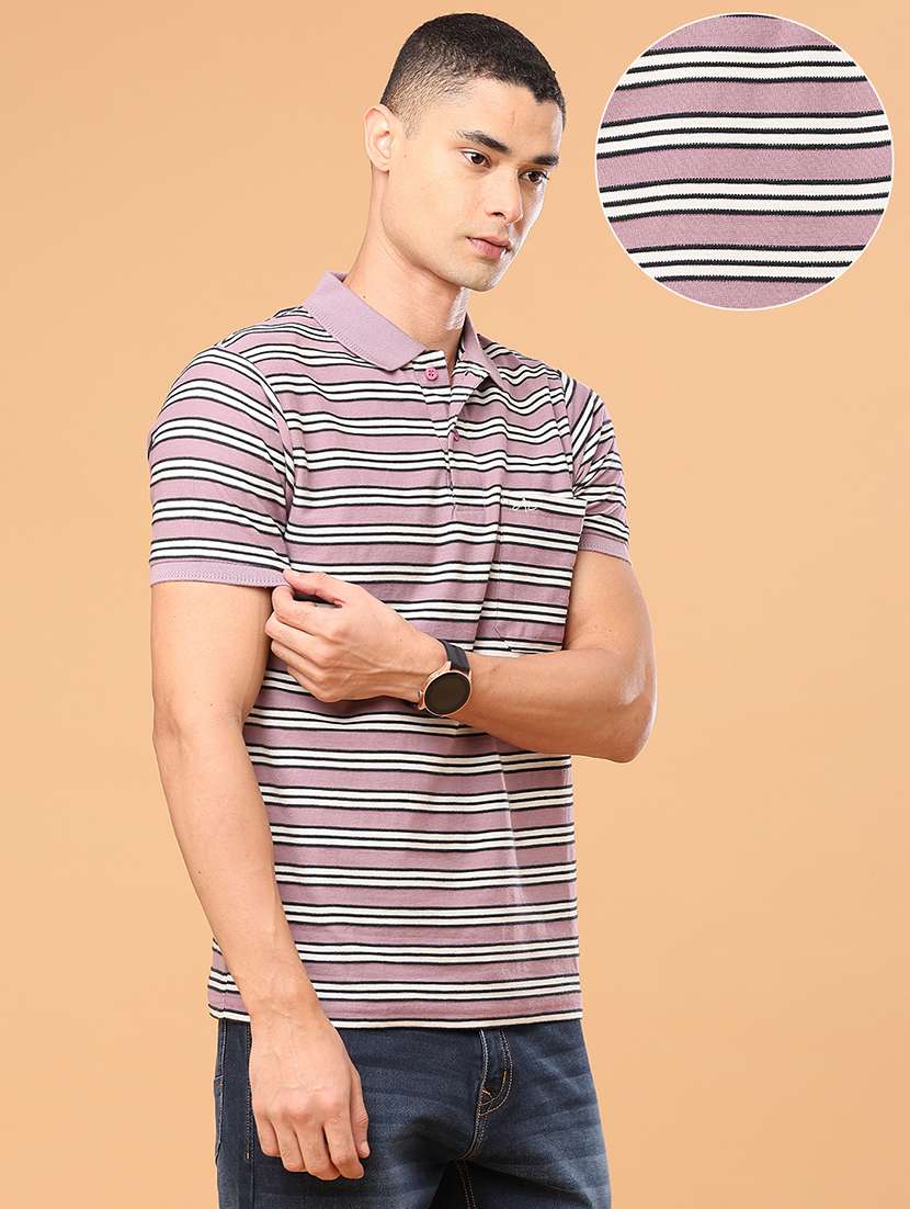 Men Striped Short Sleeve Regular Fit Polo T-shirt - 22491351 -  Standard Image - 3