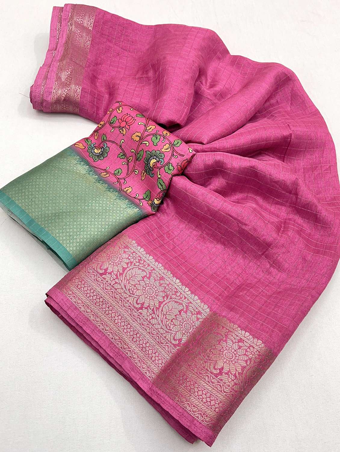 women checkered bordered saree with blouse - 22491481 -  Standard Image - 5