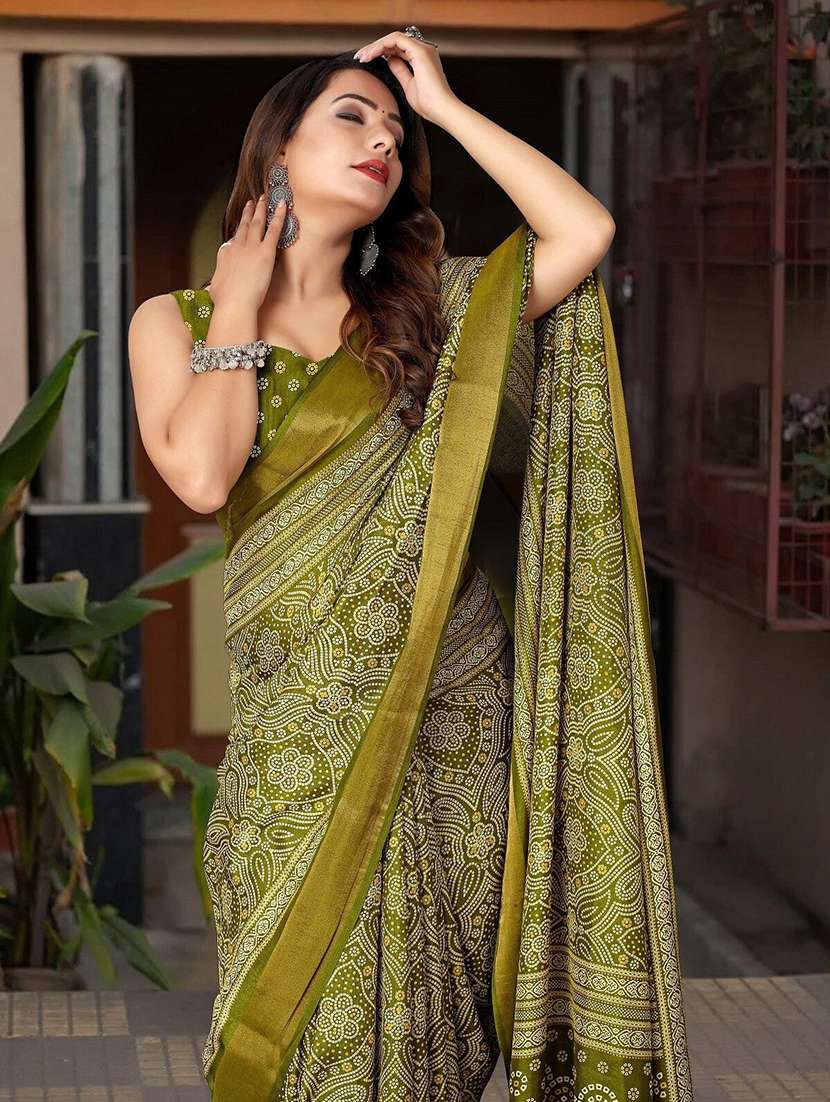 Women Printed Casual Wear Saree With Blouse - 22491502 -  Standard Image - 3
