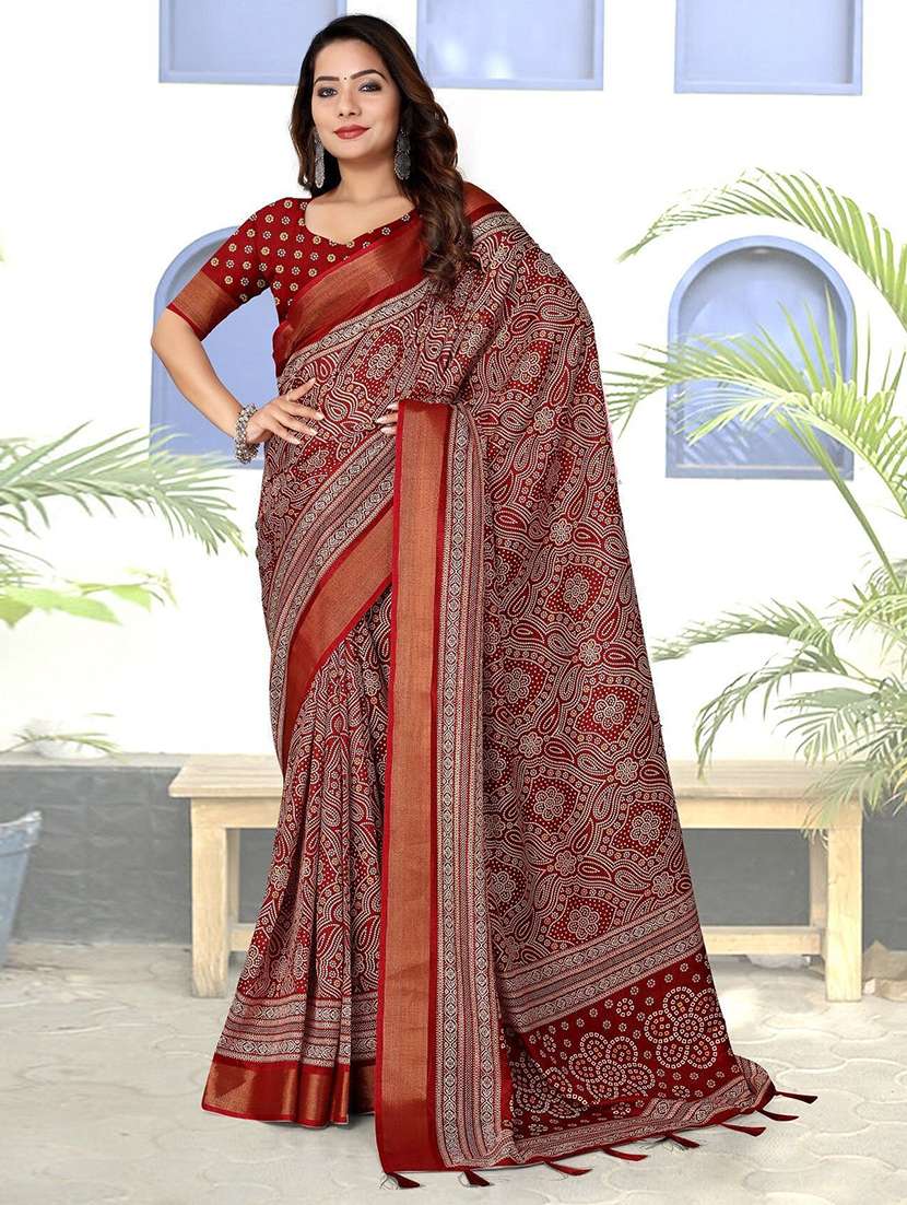 women printed casual wear saree with blouse