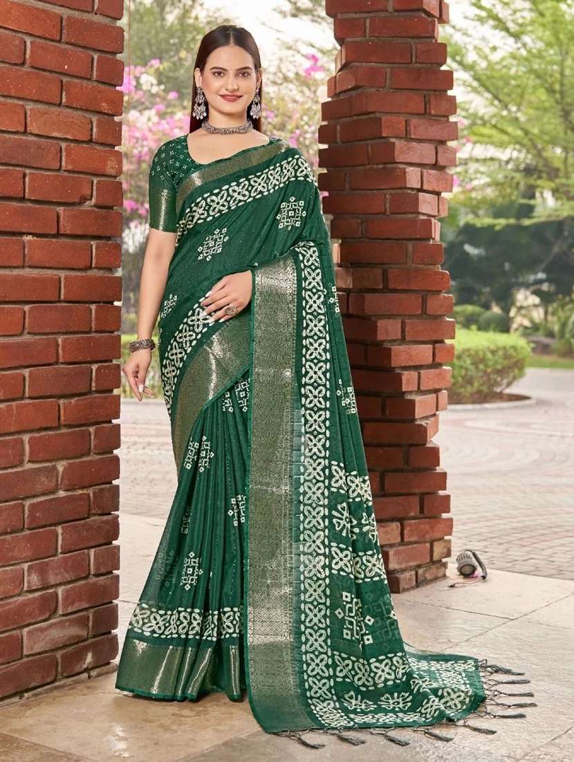 women printed casual wear saree with blouse
