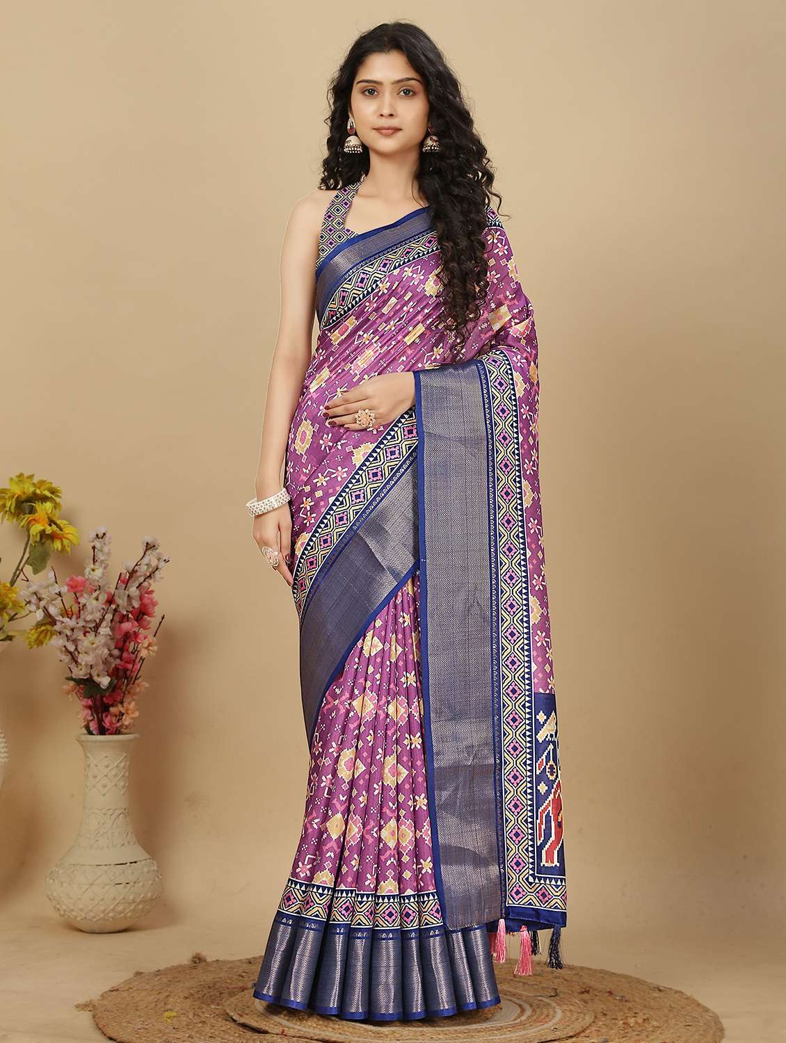 women printed patola saree with blouse