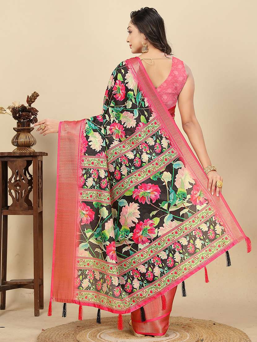 women printed casual wear saree with blouse - 22491567 -  Standard Image - 3