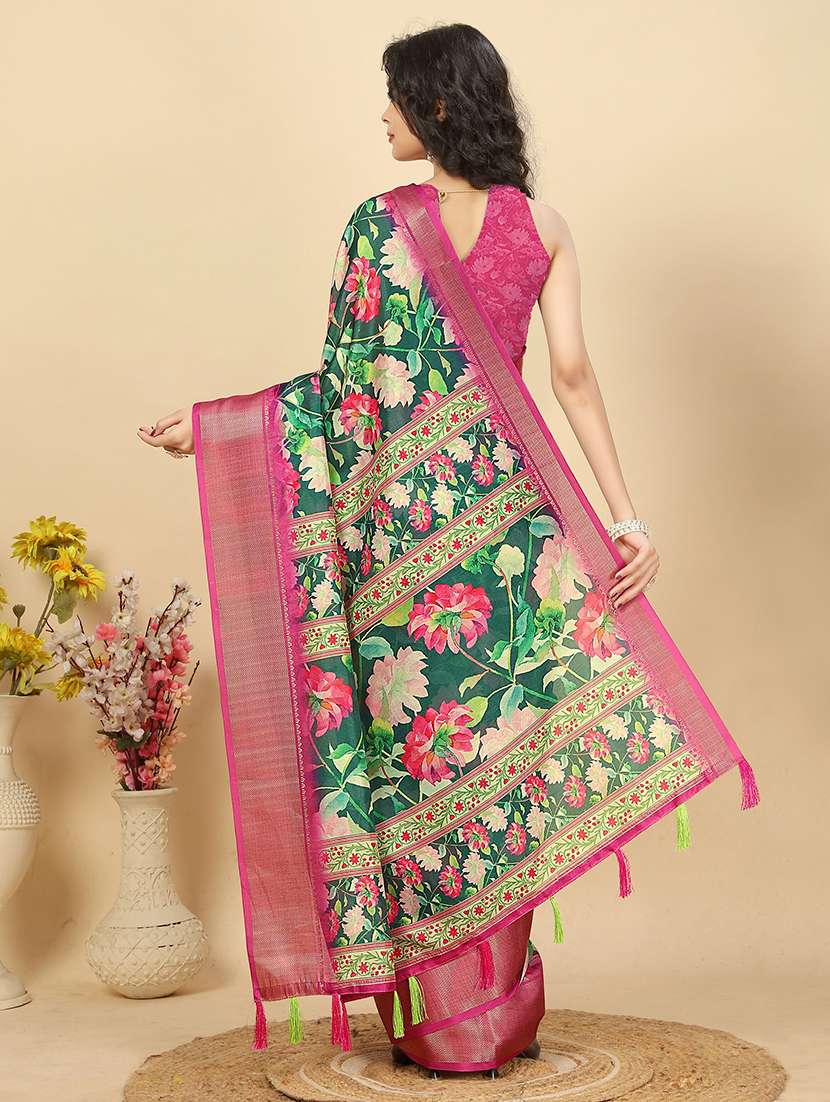 women printed casual wear saree with blouse - 22491568 -  Standard Image - 3