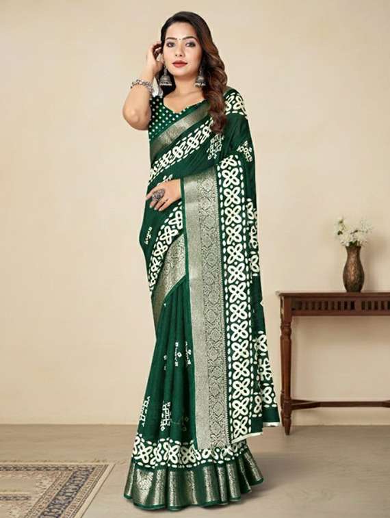women printed casual wear saree with blouse