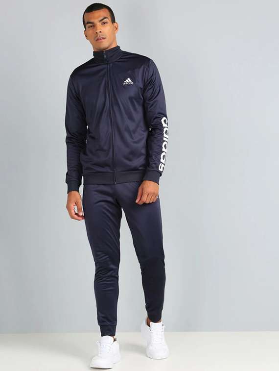 men solid long sleeve full length track suit