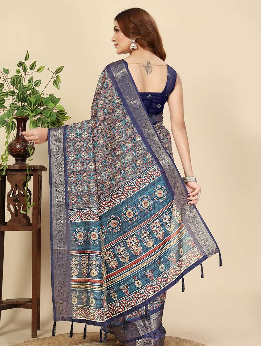 women printed casual wear saree with blouse - 22491925 -  Standard Image - 3