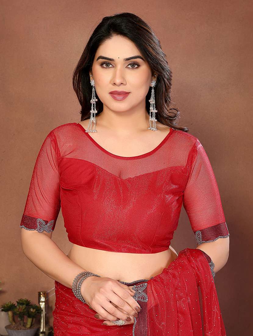 women solid with work embellished saree with blouse - 22492383 -  Standard Image - 3