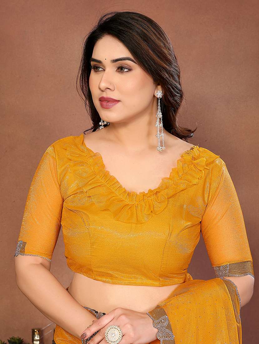 Women Solid With Work Embellished Saree With Blouse - 22492384 -  Standard Image - 3