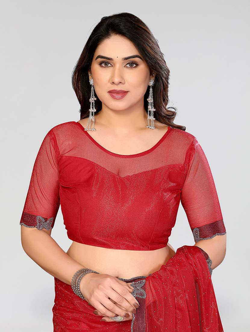 women solid with work embellished saree with blouse - 22492386 -  Standard Image - 3