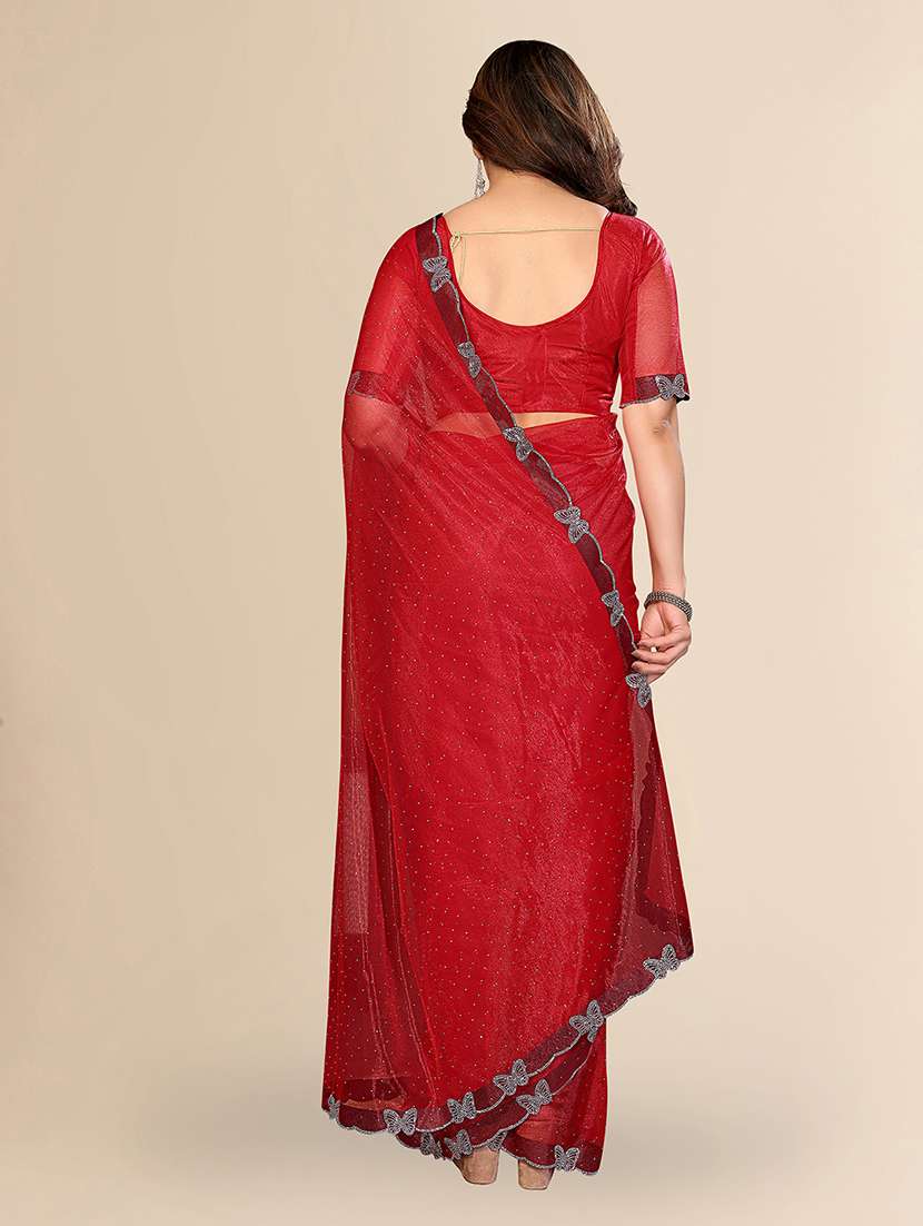 women solid with work embellished saree with blouse - 22492389 -  Standard Image - 3