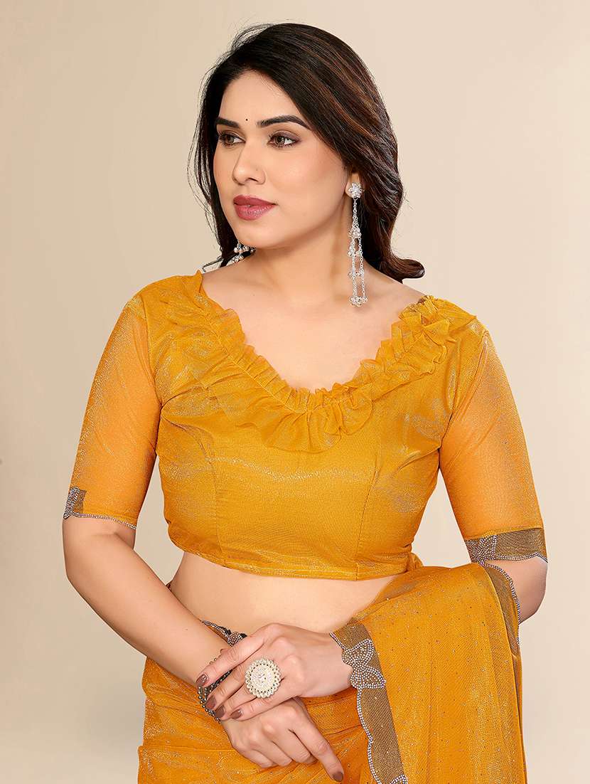 women solid with work embellished saree with blouse - 22492390 -  Standard Image - 3
