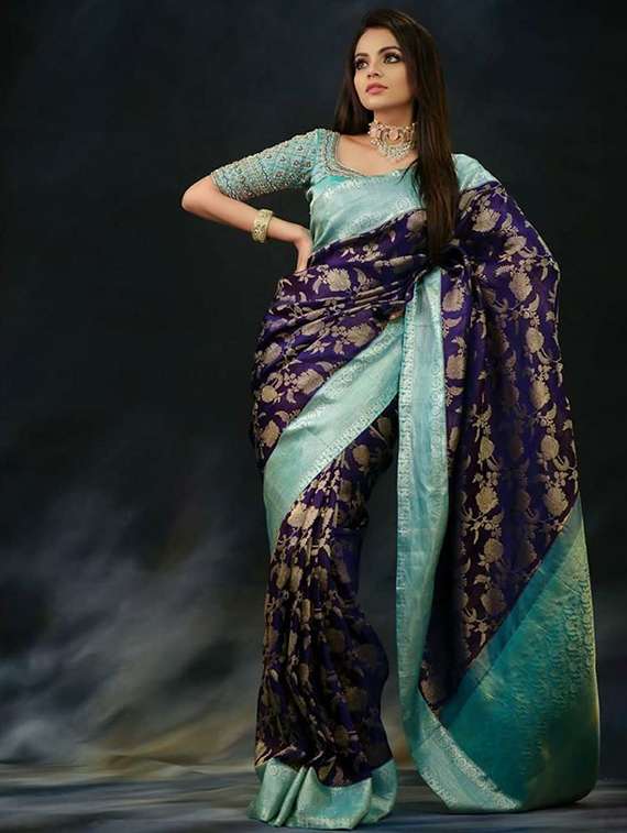 women self design banarasi saree with blouse