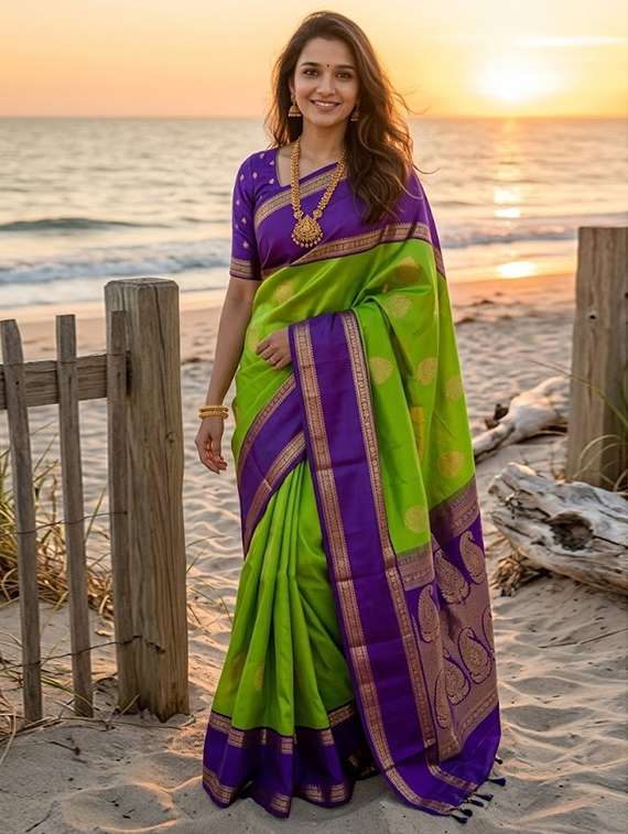 women self design kanjivaram saree with blouse
