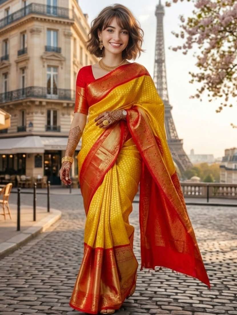 women self design bordered saree with blouse